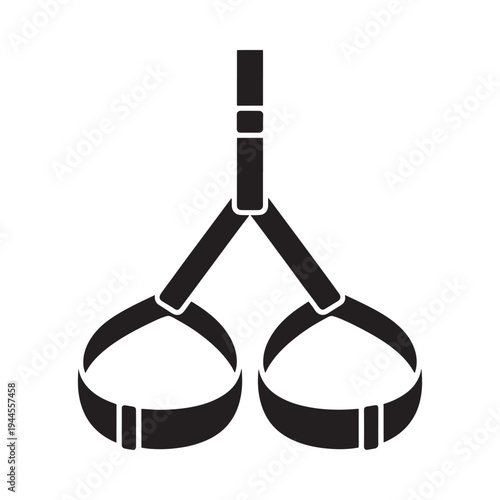 Black silhouette of gymnastic rings a fitness training equipment icon
