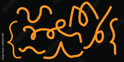Vibrant orange squiggles on black background