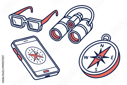 Navigation and exploration glasses binoculars compass smartphone