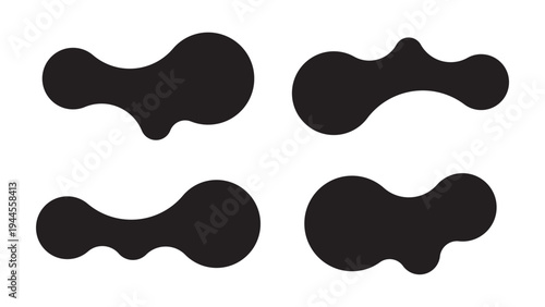 Set of abstract metaball shapes