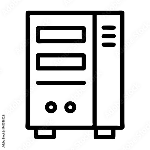 Modern computer tower CPU case icon vector illustration isolated on transparent background
