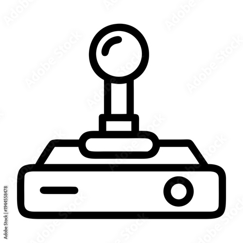 Vector joystick game controller icon isolated on transparent background with magnifying glass focus