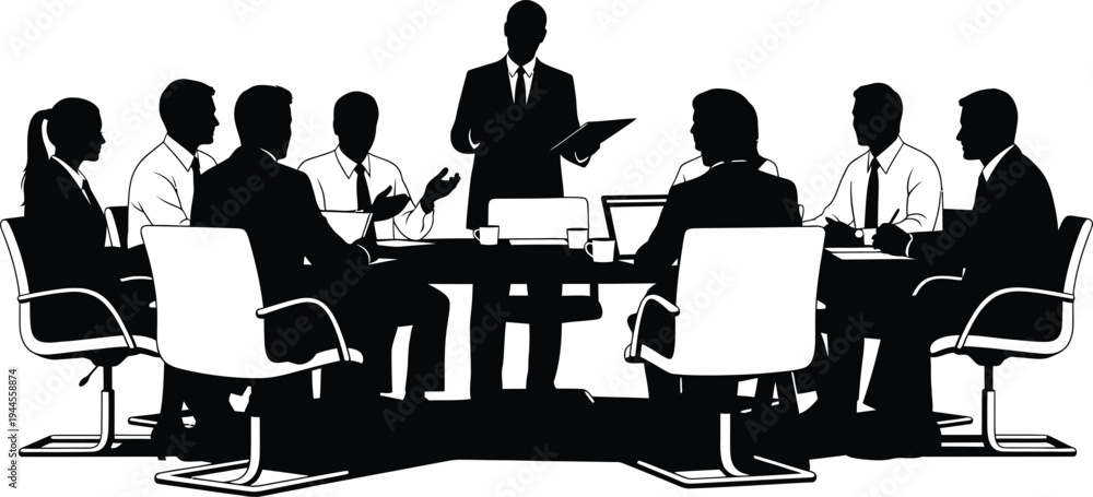 Fototapeta premium Business meeting with a presenter and audience in a conference room setting