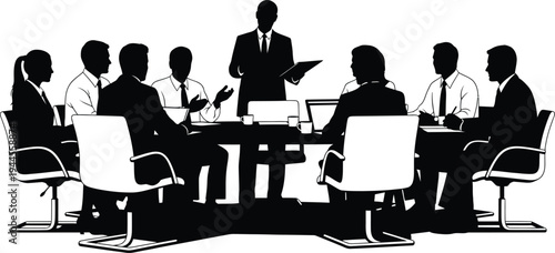 Business meeting with a presenter and audience in a conference room setting
