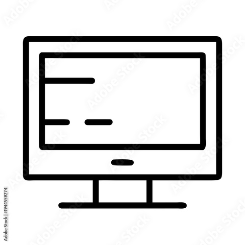 Modern flat screen TV vector icon isolated on transparent background with sleek design and minimalist style