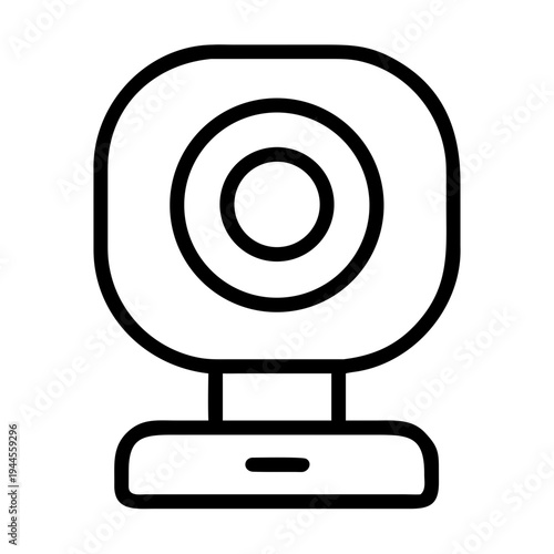 Line vector icon of a modern webcam with lens and stand isolated on transparent background