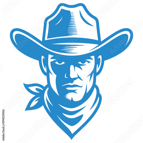 Cowboy with a classic ten-gallon hat and bandana emblem
