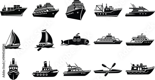 Diverse Watercraft Collection: Vintage & Modern Boats, Ships, Yachts, Submarine