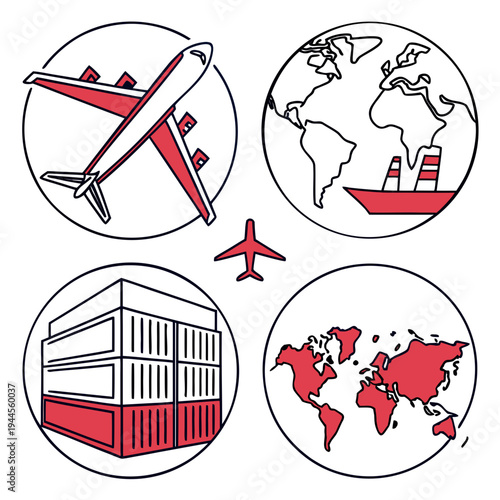 Global shipping and logistics transportation airplane cargo