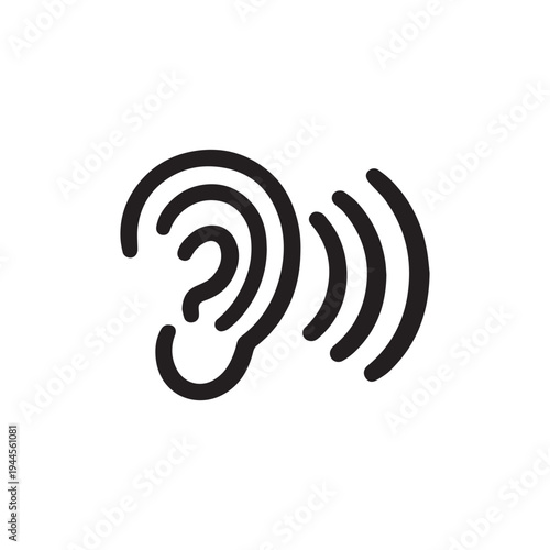 Ear with Sound Waves Icon