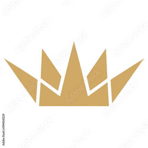 Geometric crown design composed of triangular shapes in a golden hue