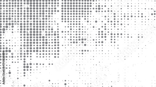 Grey circles of varying sizes arranged in a grid pattern with distressed texture and scattered small dots
