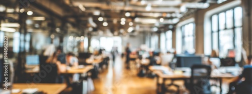 Wallpaper Mural Collaborative Office Workspace with Blurred Focus on Employees Engaged in Teamwork and Innovation Torontodigital.ca