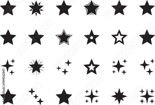 Black Stars and Starbursts Isolated.