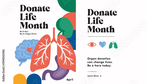 Donate Life Month poster, card, April. Vector illustration. vector icon