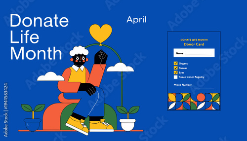 Donate Life Month poster, card, April. Vector illustration. vector icon