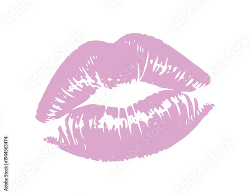 Kiss prints of women’s lips with artistic grunge effect illustration.