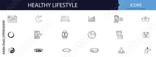 Healthy lifestyle icons and symbols for fitness and wellness
