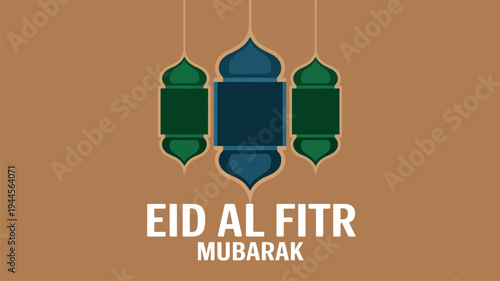 Eid al Fitr Mubarak Lantern Islamic Holiday Celebration