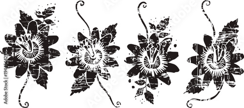 vintage floral black and white ornamental design with leaves and spirals in a classic