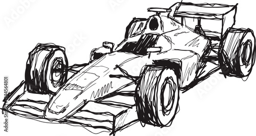 formula one race car sketch hand drawn racing vehicle illustration with aerodynamic design and large tires