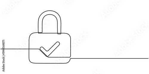 padlock continuous one line drawing, open padlock continuous one line drawing, minimalist continuous in one line real estate lock icon concept of safety and security isolated on white background