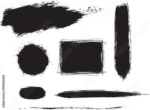 Black Brush Strokes Shapes.