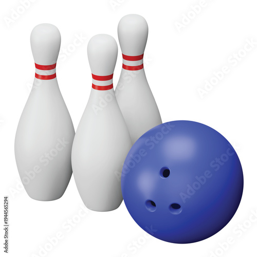 Bowling 3d rendering isometric icon.