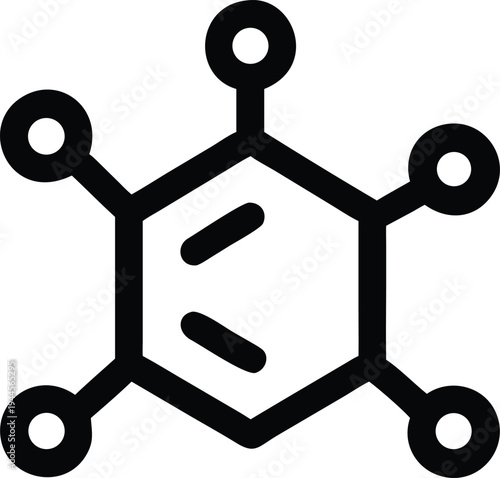 Hexagonal Molecular Structure Icon Representing Chemical Bonds and Laboratory Science