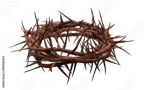 Quaresma. Sexta-Feira Santa. Sexta-Feira da Paixão. Coroa de espinhos. Dor. Sofrimento - Ilustração 3D