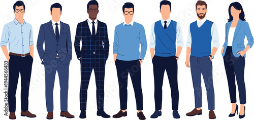 Modern Business People Characters Collection Men and Woman Professional Office Outfit Vector Illustration Set