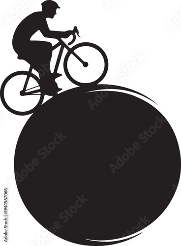 Cyclist Around Planet Earth Silhouette Vector