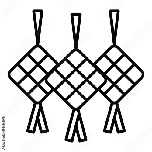 Ketupat, traditional malaysian food parcels, ramadan decoration icon, rice cake, southeast asia