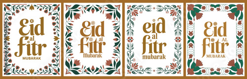 Eid al Fitr Mubarak Floral Border Design with Calligraphy
