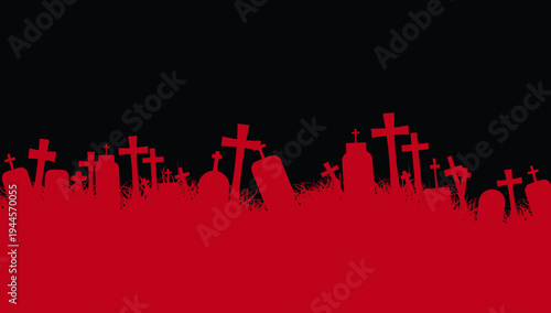 Zombie rising from grave cemetery horror Halloween spooky illustration vector artwork design for scary background graphics