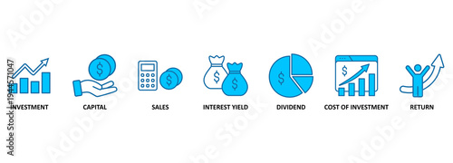 Return on investment - banner with keywords and icons 