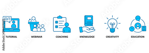 E-Learning. Chart with keywords and icons