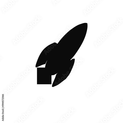 vector silhouette of a beautiful rocket fiction