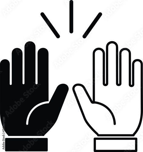 High five hand gesture icon, celebration symbol, teamwork illustration, friendship vector, success communication, unity design, agreement concept, encouragement graphic, collaboration