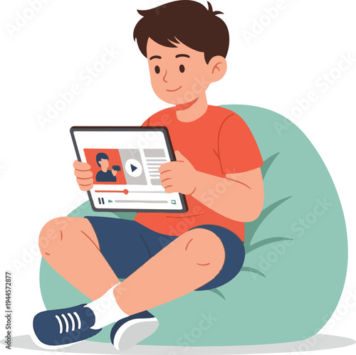 Man Reading Digital Book on Tablet with Wi-Fi Icon