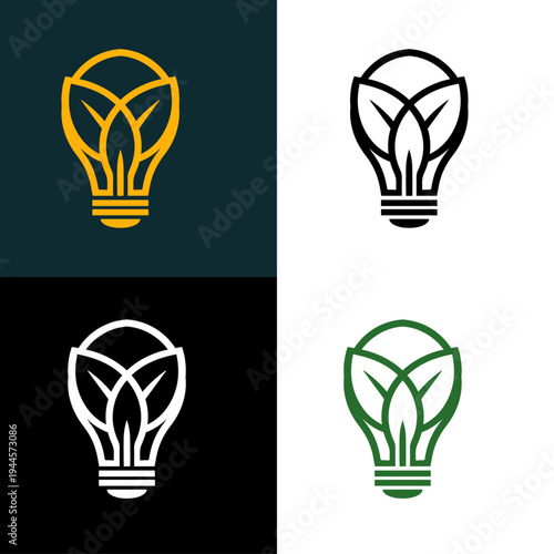Eco Tech Bulb Logo - Creative Environmentally Friendly Idea and Growth.