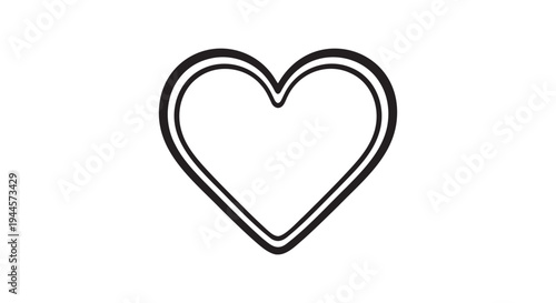 Heart symbol, black outline on white background, love icon