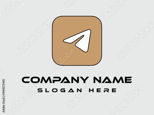 Vector Paper Aircraft logo on the offwhite background