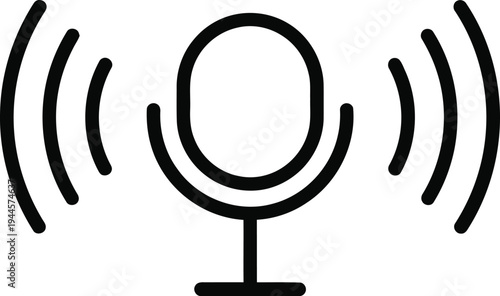 Microphone icon with sound waves