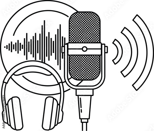 Microphone and headphones with sound waves