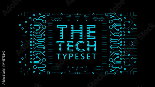Abstract circuit board design with the text the tech typeset