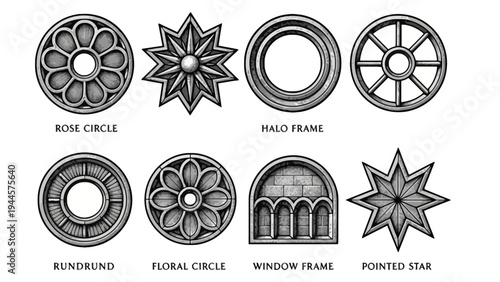 Architectural ornamental elements and decorative framing designs