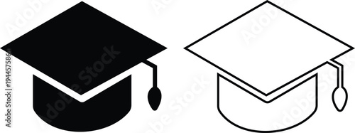 Foto Graduation cap vector set collection group with mortarboard hat icons, academic