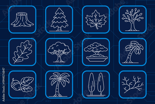 Dentistry set icon. Dental chart, bacteria tooth, toothpaste tube, clinic chair, smiling tooth, appointment calendar, cracked tooth, mouthwash bottle, toothache pain, mirror probe