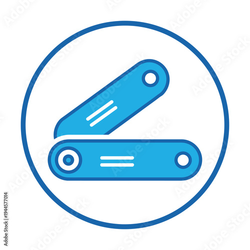 Vector of a blue swiss army knife inside a circle